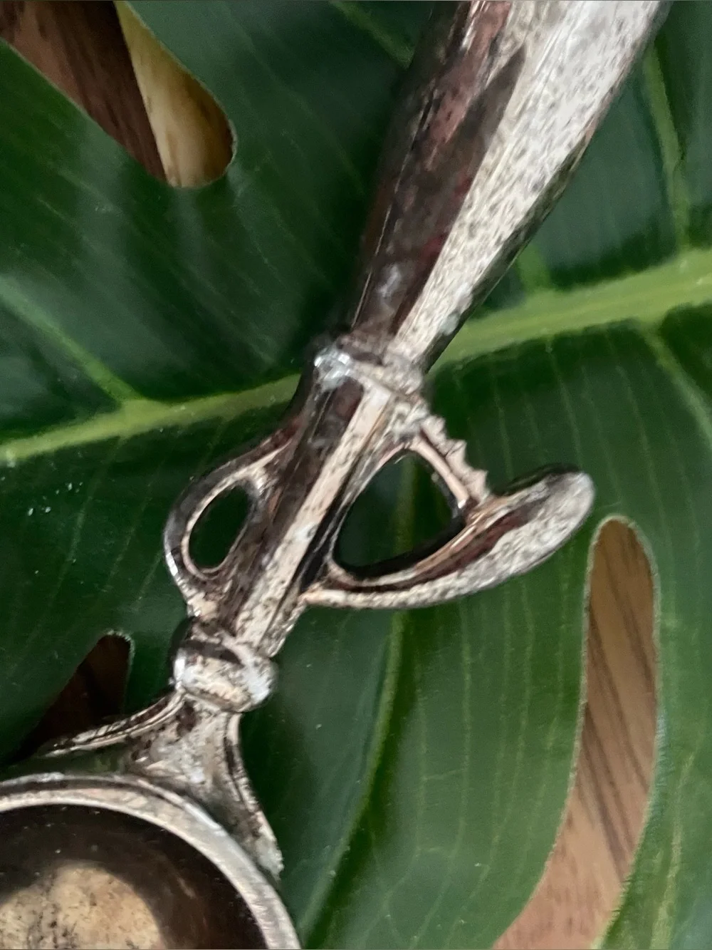 PartyLite vintage silver plated ice cream scoop candle snuffer with tarnish